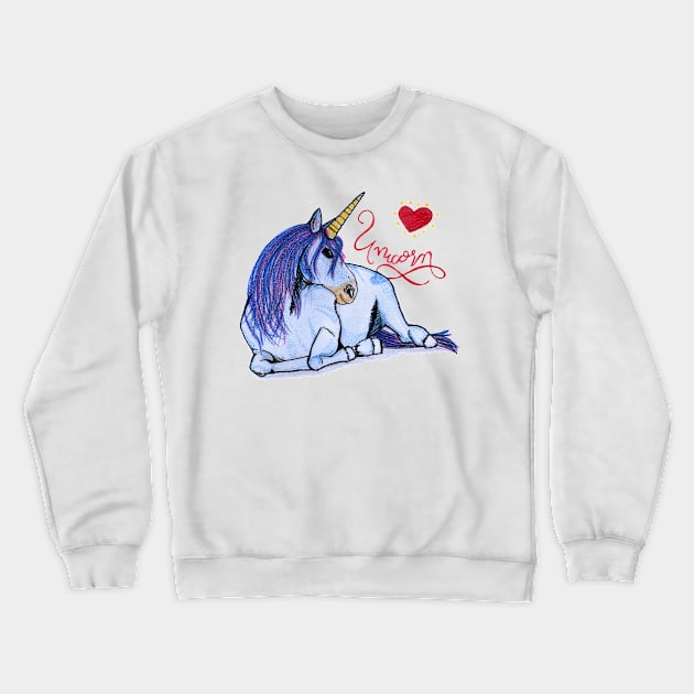 I love unicorns beautiful blue unicornio gift Crewneck Sweatshirt by BalumbaArt